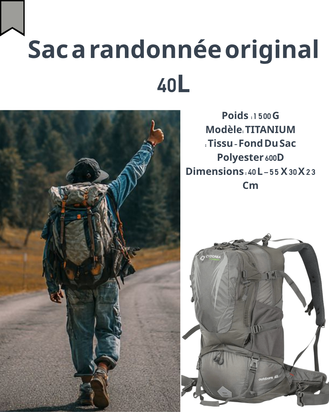 Sac a randonnée original 40L